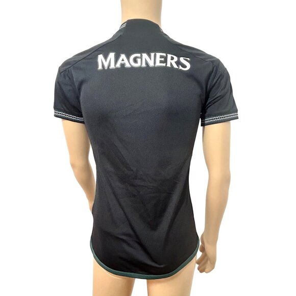 Adidas Celtic Football Club Men Soccer Jersey XS Black Green White Slim Button - Picture 2 of 16